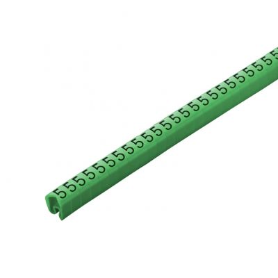 WEIDMULLER CLI C 2-4 GN/WS 5 CD System kodowania kabli, 4 - 10 mm, 7 mm, Nadrukowane znaki: Liczby, 5, PVC, miękkie, bez kadmu, zielony 1568261518 /250szt./ (1568261518)